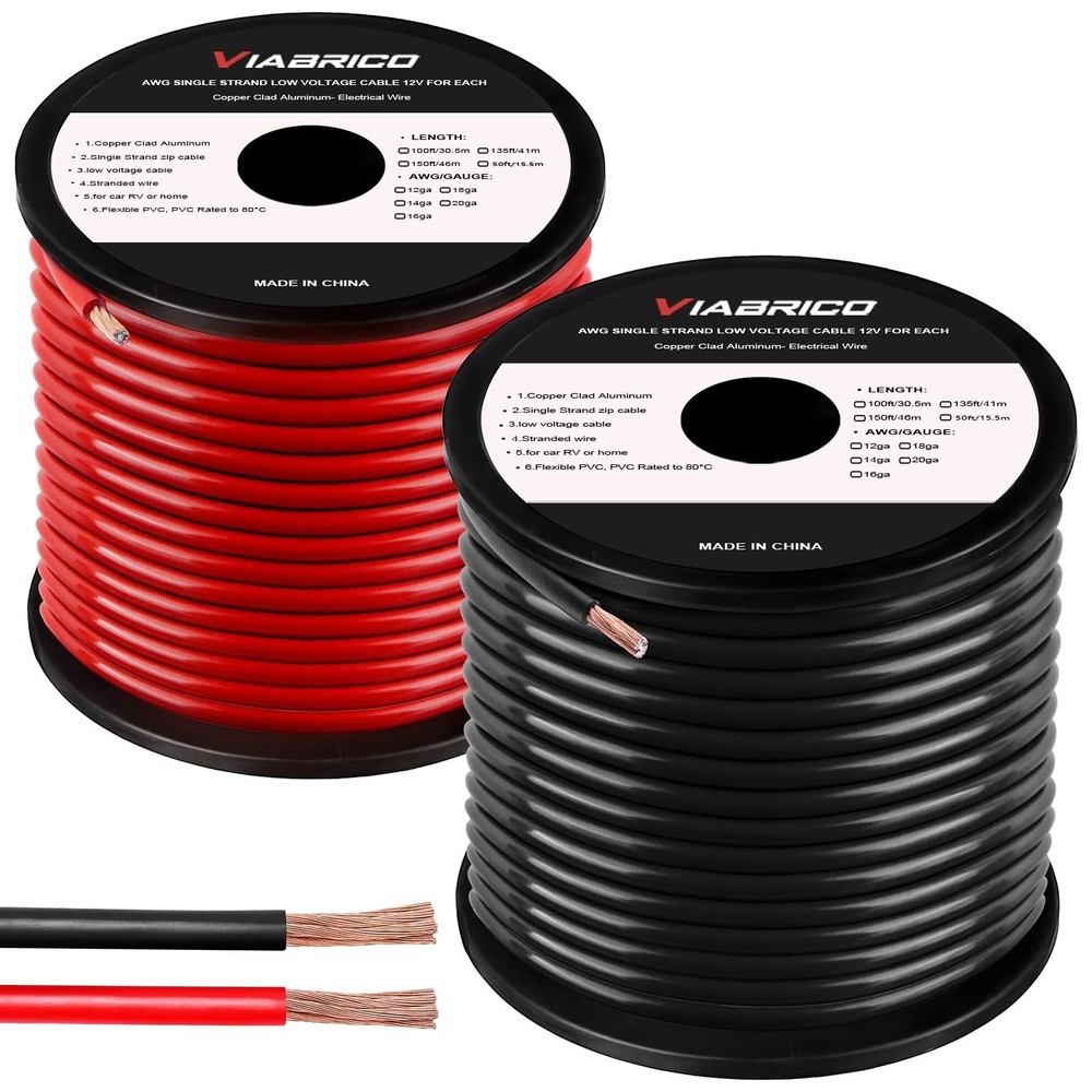 8 Gauge Wire Automotive Power Ground Battery Cable CCA 30ft Each Black Red Kit