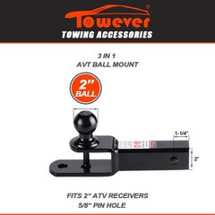 84209 2 inches ATV Receiver Hitch 3 in 1 Ball Mount with 2 inches Ball