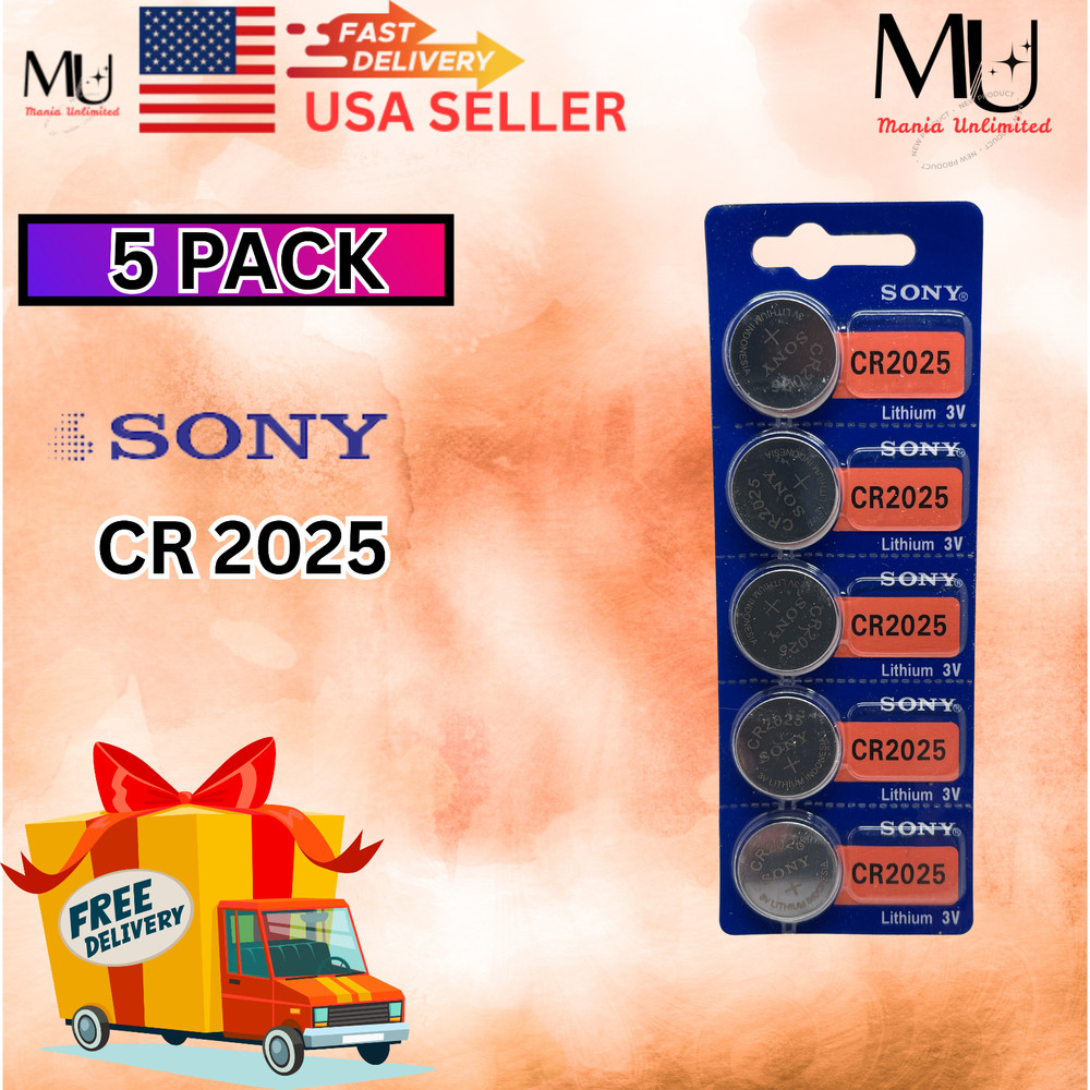 5 x SONY CR2025 Lithium Battery 3V Exp 2033+ know as DL2025 ECR2025 BR2025
