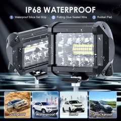 4PCS 4″Inch 12V 1200W LED Work Light Bar Flood Pods Driving Off-Road Tractor 4WD