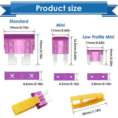 Car Fuses Assortment Kit with Fuse Puller and Circuit Tester – Standard & Mini &