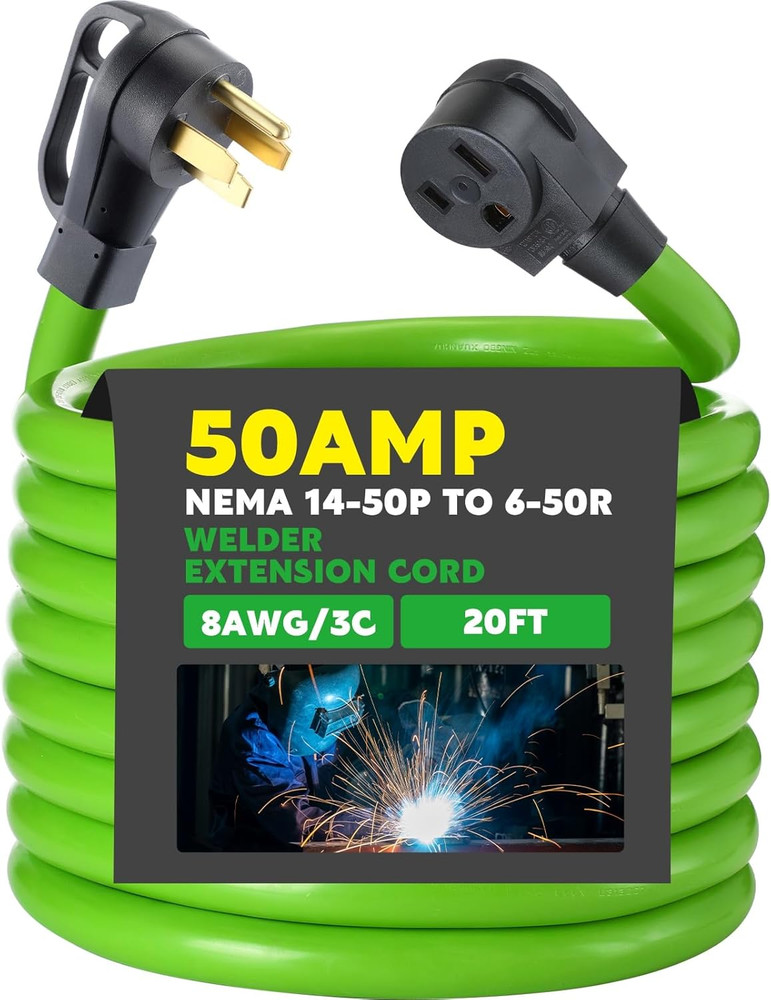 20 Feet 8Awg 50Amp Welder Extension Cord Compatible with Nema 14-50P to 6-50R, 4