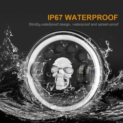 2PCS 7” Round RGB Skull LED Headlights Halo DRL For Jeep Wrangler JK LJ TJ CJ