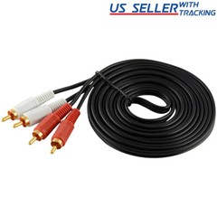 RCA Stereo Cable 2 Male To 2 Male Composite Audio Sound AV Dual Cord Red White