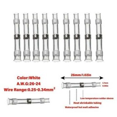 50Pcs 24-26AWG Solder Seal Sleeve Heat Shrink Butt Wire Connectors Terminals