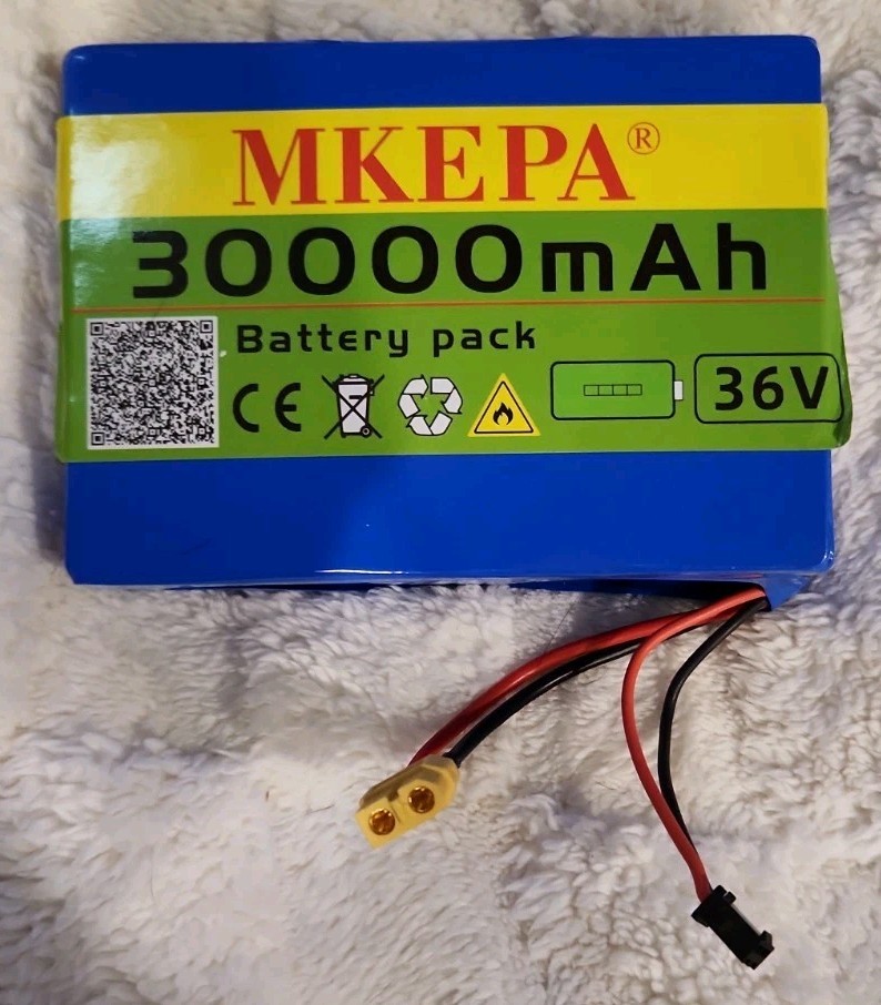 36V 30000mAh Rechargeable Li-lon Battery Pack 30Ah Battery Untested Free Return