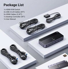 UGREEN USB 3.0 HDMI KVM Switch with 4 USB 3.0 Ports 4K@60Hz for 2 Computers S…