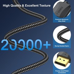 2 PCS 3ft Braided DisplayPort DP To DP Cable 4K 2K@165Hz/144Hz/120Hz Male