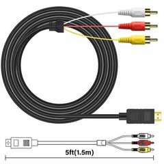 SAISN HDMI to RCA Converter Cable 1080P for Old TV, Male to Male Composite AV…