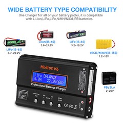 Lipo Battery Charger, 1S-6S Lipo Li-ion NiMH NiCD Li-Fe Battery with Tamiya XT60
