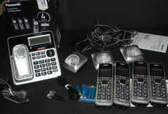 Panasonic Cordless Phone System Answering Machine 4 Handset Bluetooth Silver #4