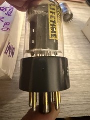 NOS 6SN7 GTB Carbonized Black Plates Ring Getter Mullard Tooling, 1-gold Pin