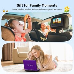 9.5″ Portable DVD Player for Kids and Car, 4-6 Hour Working Time, Dual Speakers