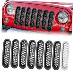 Grill Inserts Black, Front Mesh Grille Cover Compatible with 2007-2018 Jeep JK