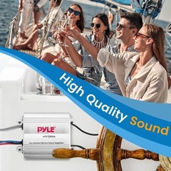 Pyle 2 Channel 300W RMS Waterproof iPod/MP3 Marine Power Amplifier – White