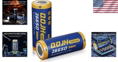 4 Pack Durable 26650 5000mAh 3.7V Rechargeable Li-Ion Batteries Multipurpose