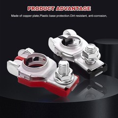 2x Car Battery Terminal Clamp Connectors Positive Negative Release Disconnect
