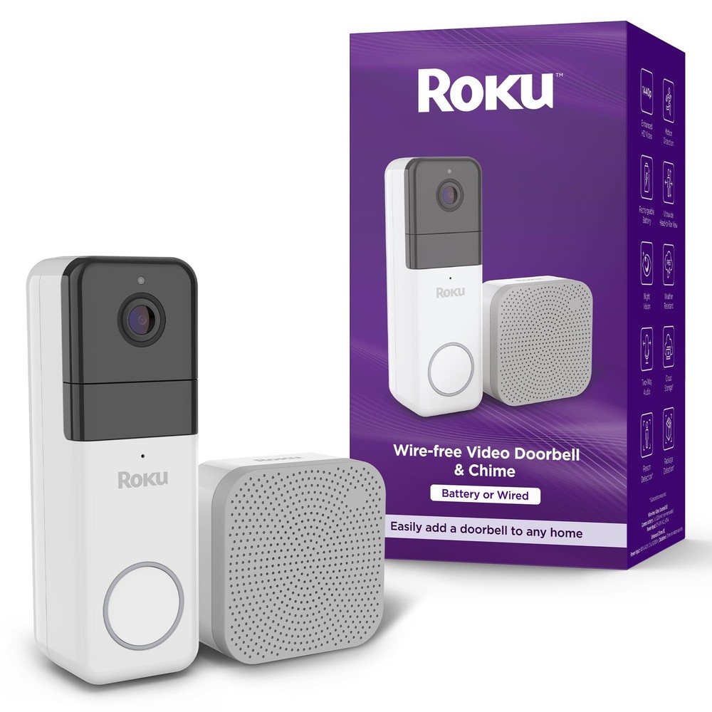 Roku Smart Home Wireless Video Doorbell & Chime – 1440p HD Night Vision