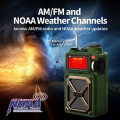Hand Crank Weather Radio Emergency Solar IPX3 4000mAh Power Bank Charger Light