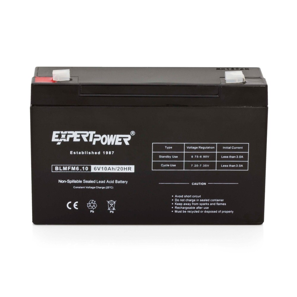 ExpertPower 6V 10AH Battery with F1 Terminal SLA Rechargeable
