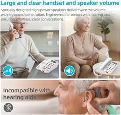 Corded Phone With Caller ID, Big Button Phone For Visually Impaired Seniors,