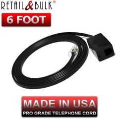 6 Feet Phone Line Extension Cord for Landline Telephones • HiGrade • Made in USA