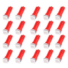 20 Pack T5 58 70 73 74 Dashboard Gauge 1-SMD 5050 LED Wedge Lamp Bulbs Red
