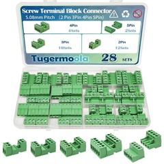 28 Sets Screw Terminal Block Connector Assortment Kit 5.08mm Pitch PCB 2Pin 3…