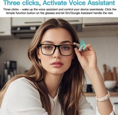 Smart Glasses for Men Women, Open Ear, IP67 Waterproof, Bluetooth 5.4 Voice Assi