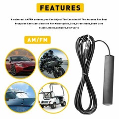 Car AM FM Radio Stereo Hidden Antenna Stealth For Vehicle Truck Motorcycle Boat