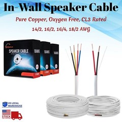 Pure Copper Speaker Cable 14 16 18 AWG In Wall Oxygen CL3 Bulk Audio Wire Lot