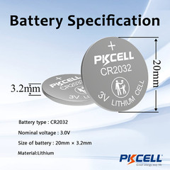 50Pcs PKCELL CR2032 Batteries 3V BR2032 DL2032 Button Cell Lithium Remote Watch