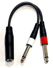 B Stock 9in 1/4″ 1/4 Inch Stereo TRS Female to 2 X 1/4 Inch Male Mono Y Splitter