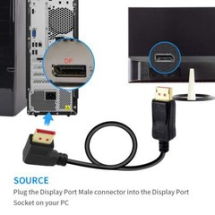 8K@60Hz 90 Degree DisplayPort 1.4 Cable Male to Male 6FT Right Angle DP Cable