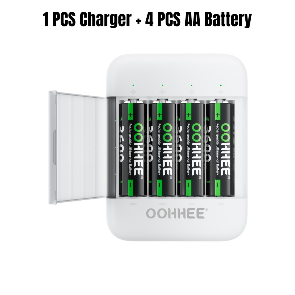 White 4/8/12/16x 1.5V Charger Storage 3600mWh AA Rechargeable Lithium Battery