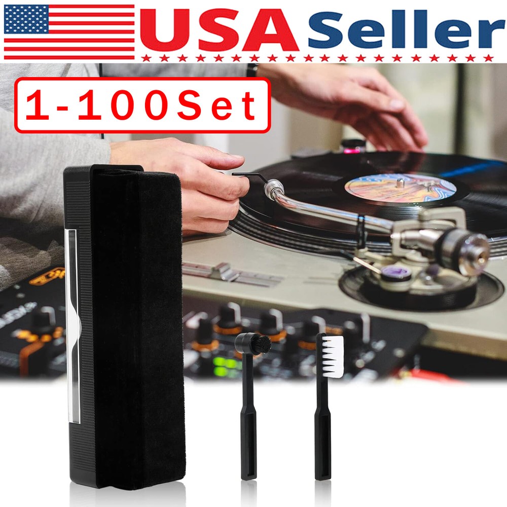 3in1 Vinyl Record Cleaning Brush Set Stylus Velvet Anti-static Cleaner Tool Lot