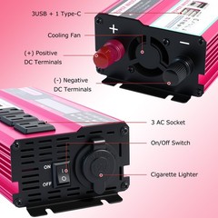 5000W Pure Sine Wave Power Inverter 12V to 110V/120V 3USB Type-C Solar Converter