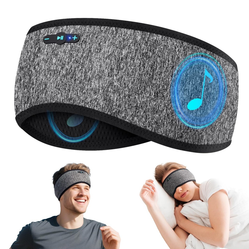 Sleep Headphones Bluetooth 6.0 Headband, 3-IN-1 Sleeping Headband Gery