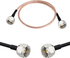 TV Coax Cable, 6 inches Slim Coax 75 Ohm RG179 with F-Type Connectors for TV, Sa
