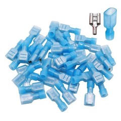 50PCS Blue Female 1/4″ Spade Terminals Insulated Crimp AWG 16-14 Wire Connectors