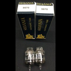 Matched Pair SYLVANIA 5670 Head Phone Amp O Getter Vintage VACUUM TUBES 9.9511
