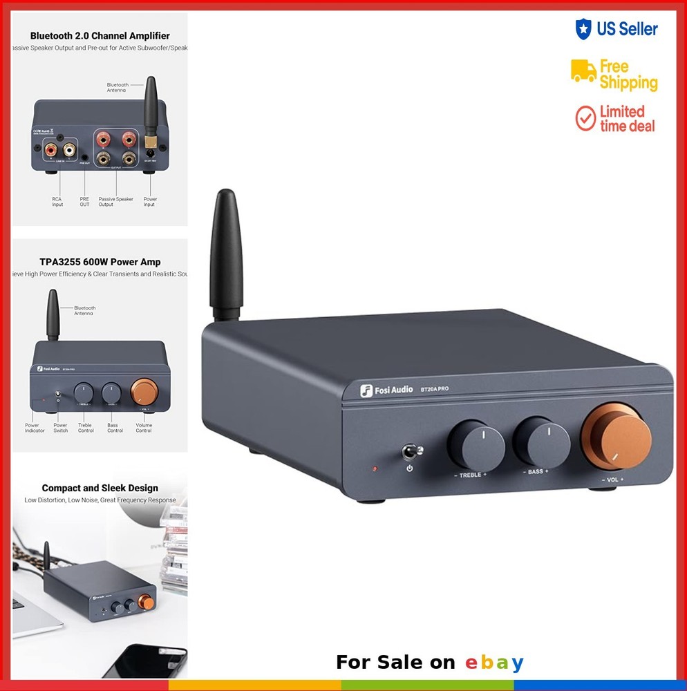 Bluetooth Amplifier 300W x2 TPA3255 2 Channel Mini Class D Home Audio Stereo