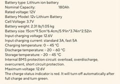 POWORTH 12V 180Ah Li-Ion Rechargeable Battery with Built-In BMS Protection