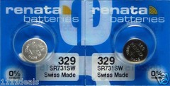 2 Pcs Renata 329 Watch Batteries