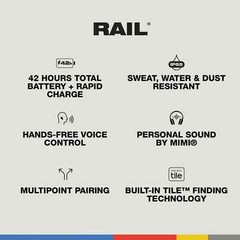 Skullcandy Rail In-Ear Wireless Earbuds (True Black)- (Certified Refurbished)