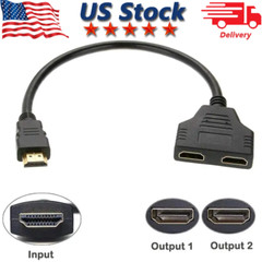 4K HDMI Cable Splitter Adapter 2.0 Converter 1 In 2 Out 1 Male to 2 Female lot