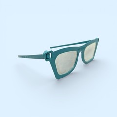 Polaroid 3-D Glasses Model 727 Vintage 1950s 3D Movie Viewer Blue Horn Rim Frame
