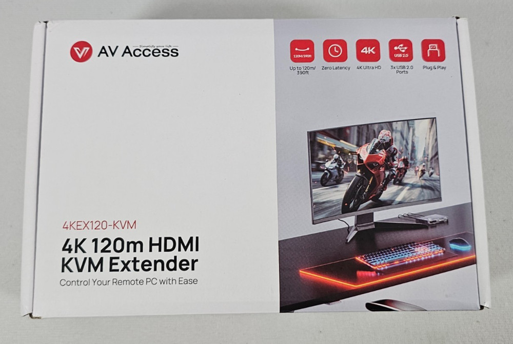 4K@30Hz HDMI KVM Extender Ethernet Adapter 394′ Over Cat5e/6/7/7a TX RX 3x USB