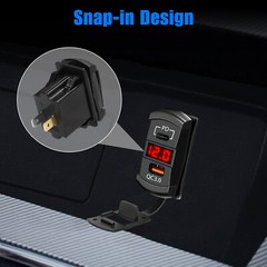 Dual USB QC3.0+PD Car Fast Charger Adapter Switch Socket Power Outlet Waterproof