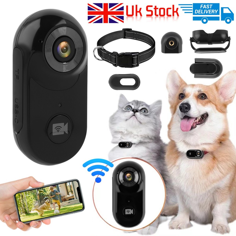 Wi-Fi Cat Dog Pet Collar 1080P HD Monitor Camera Video Recorder Mini Body Camera